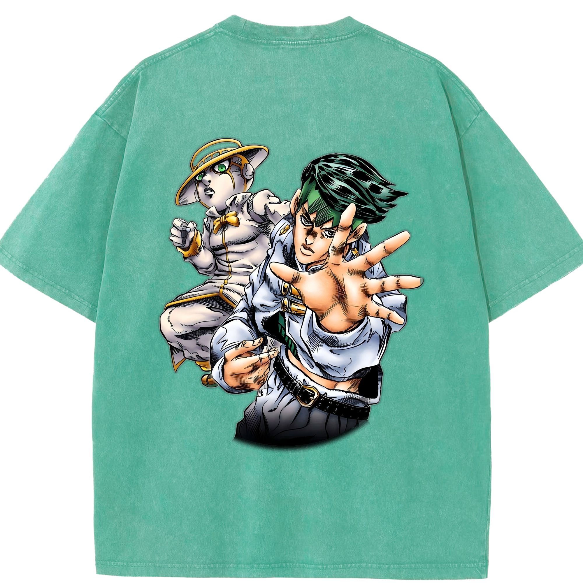 （画像用） ジョジョの奇妙な冒険 岸辺 露伴（きしべ ろはん） JoJo's Bizarre Adventure Rohan Kishibe 綿100% ヴィンテージ風 半袖Tシャツ（背面プリント）